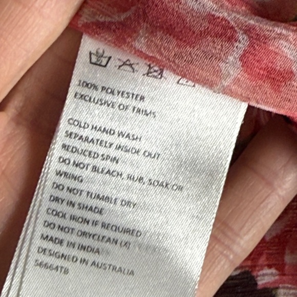 Bardot Remi Floral Long Sleeve Georgette Blouse in the pink gardenia pattern - Picture 6 of 8